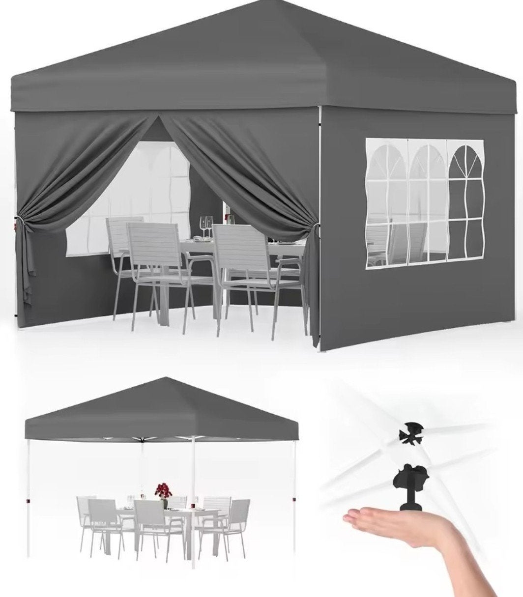 Partytent 3x3m Grijs - Opvouwbaar en Verstelbaar, Opvouwbaar, Partytent, Minder dan 4 meter, Nieuw