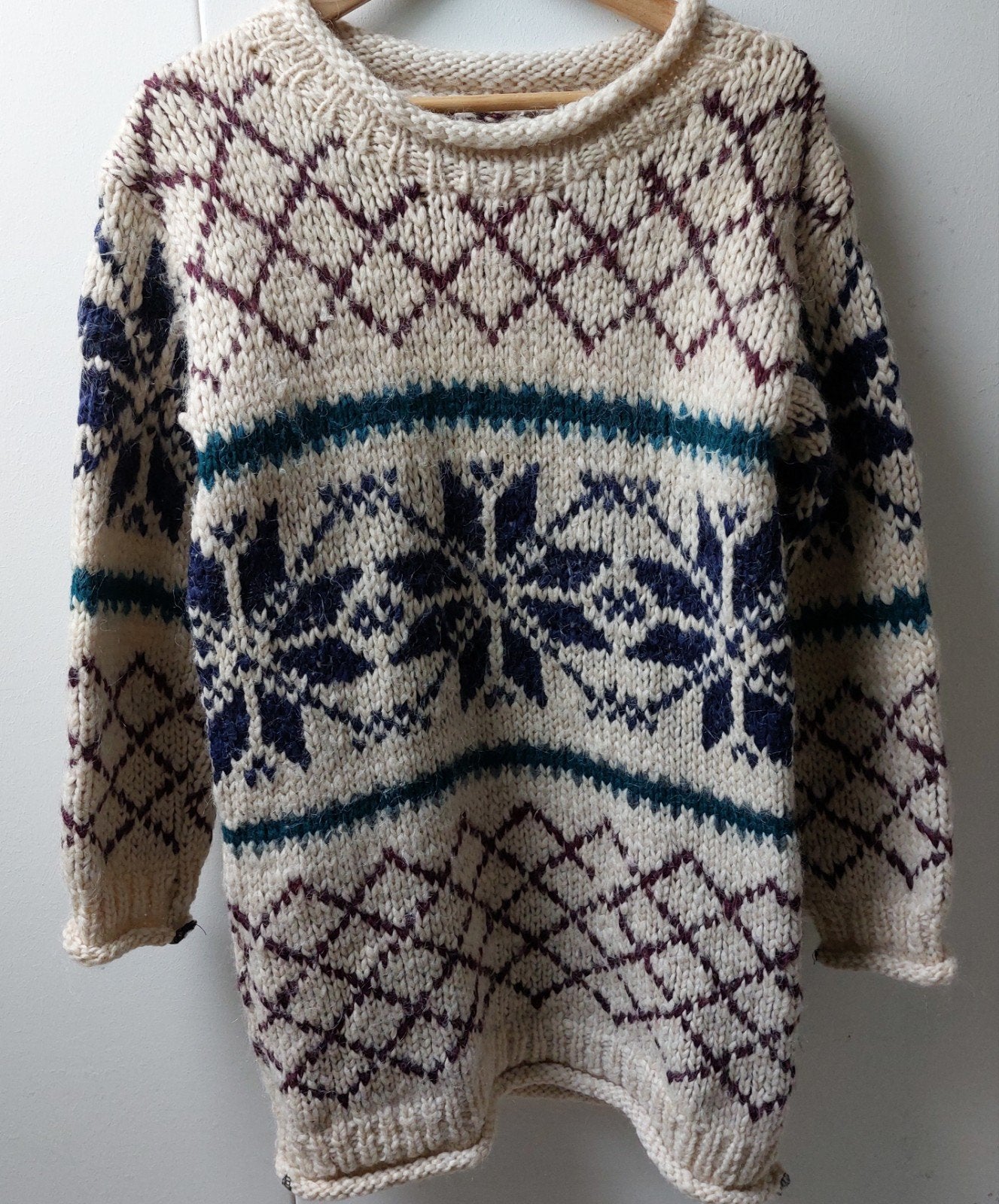 Vintage gebreide trui met Noorse print, mt 36, Meerkleurig, Ophalen of Verzenden, Maat 36 (S), Onbekend