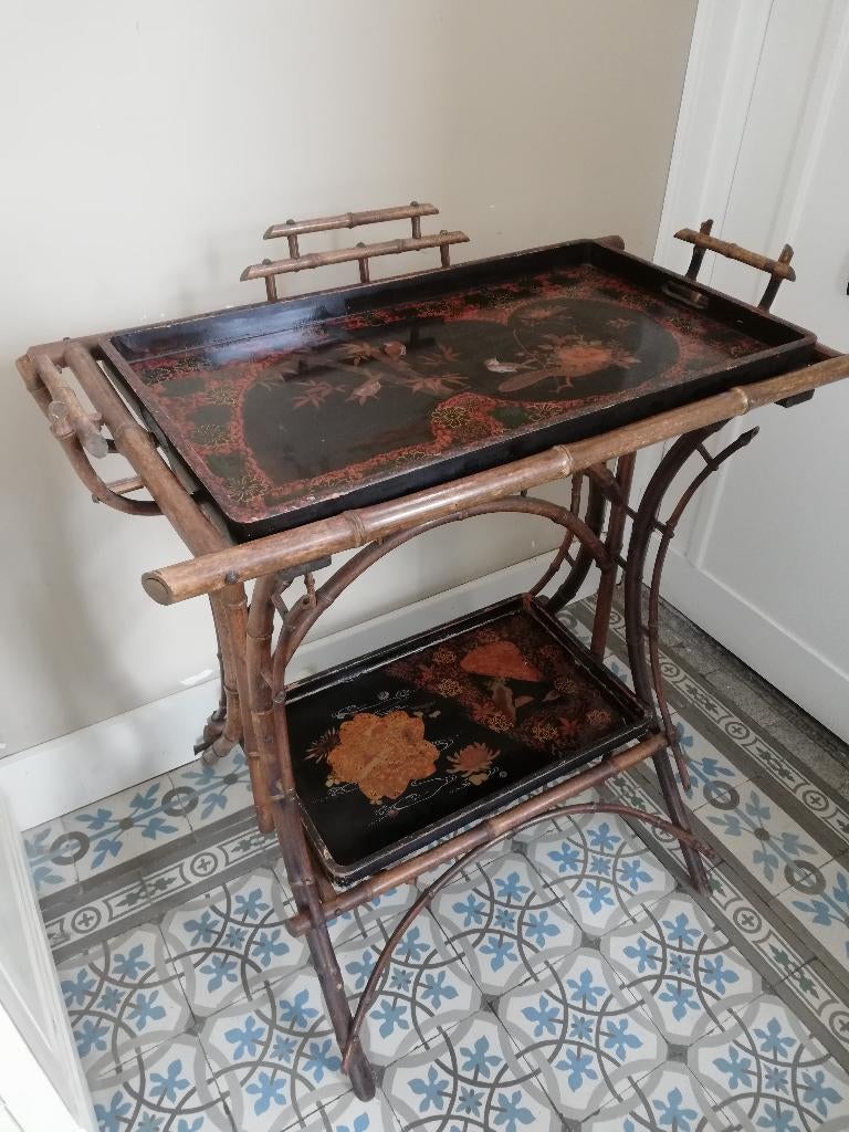 Supergave antieke butlertray 2 dienbladen, Ophalen