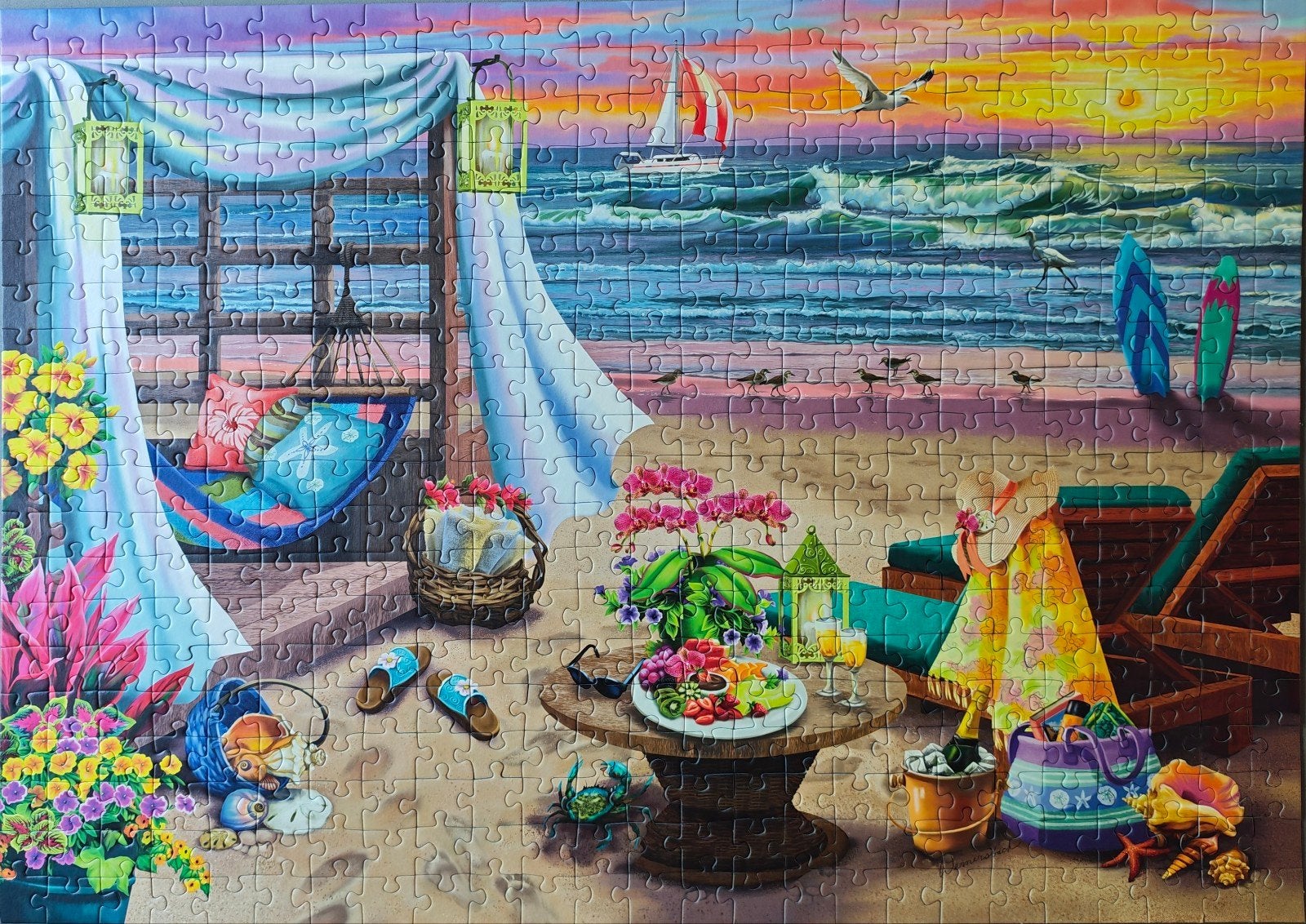 Ravensburger XXL – Strandavond - 500 stukjes, Ophalen of Verzenden, 500 t/m 1500 stukjes, Zo goed als nieuw, Legpuzzel