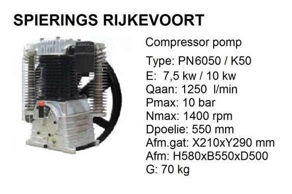 Compressor pomp Shamal Chinook K50 Spierings Crimex, Niet ingevuld, Niet ingevuld, Nieuw, Ophalen of Verzenden