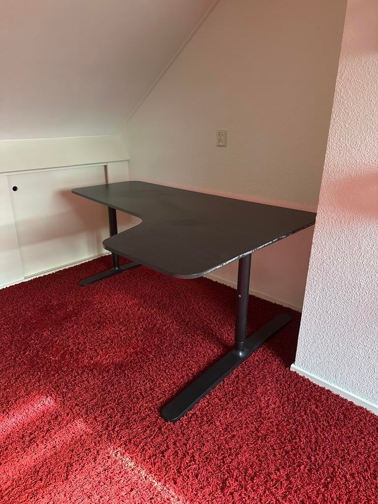Zwart Ikea Hoekbureau, Ophalen, Gebruikt, Spaanplaat of MDF, Hoekbureau