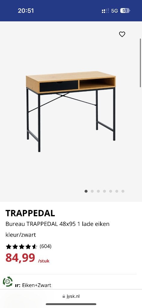Bureau, Huis en Inrichting, Bureaus, Ophalen, Met lades, Zo goed als nieuw, Jysk