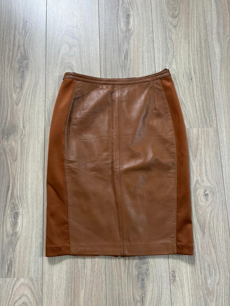 Bruine lederen rok - Mart Visser - maat S/36, Kleding | Dames, Rokken, Bruin, Ophalen of Verzenden, Zo goed als nieuw, Knielengte