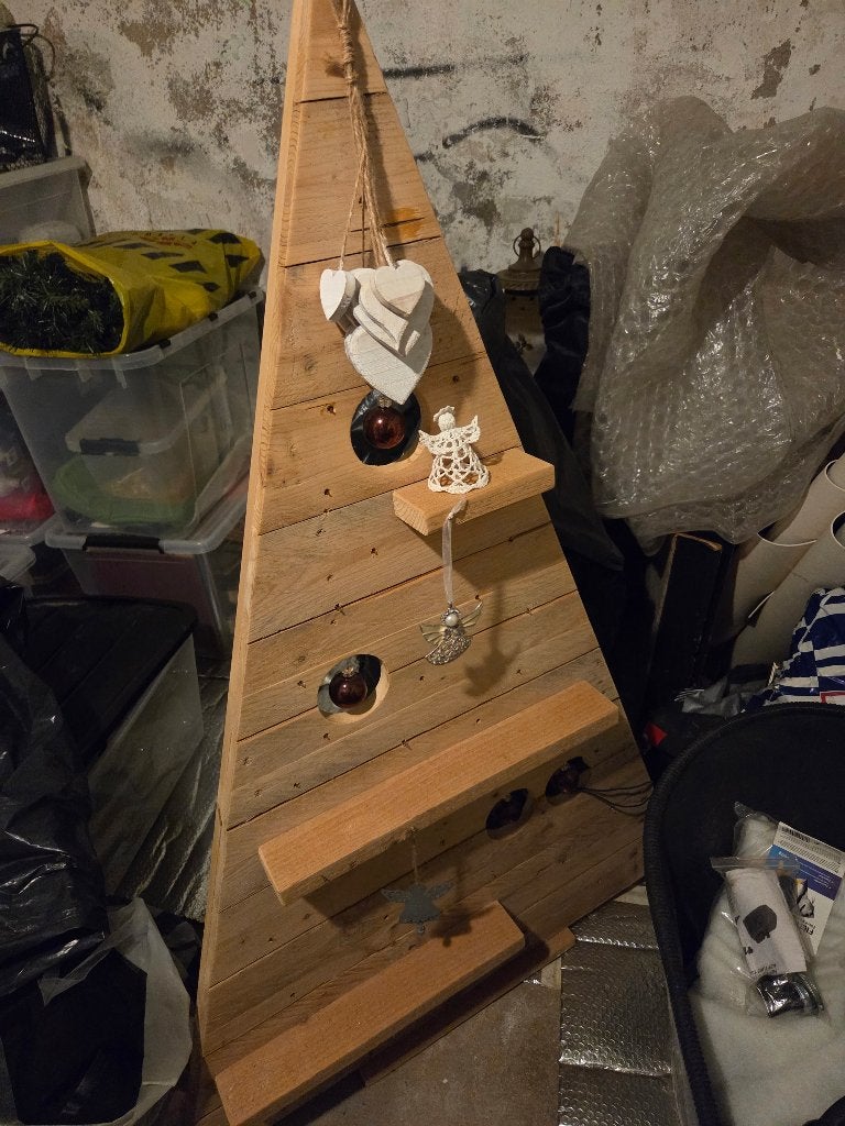 Houten kerstboom met lampjes, Ophalen, Zo goed als nieuw