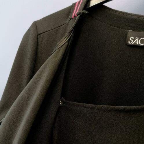 Sao Paulo zwarte casual jurk met flap+ roze rand mt 36 36203, Verzenden, ., Zwart, Zo goed als nieuw