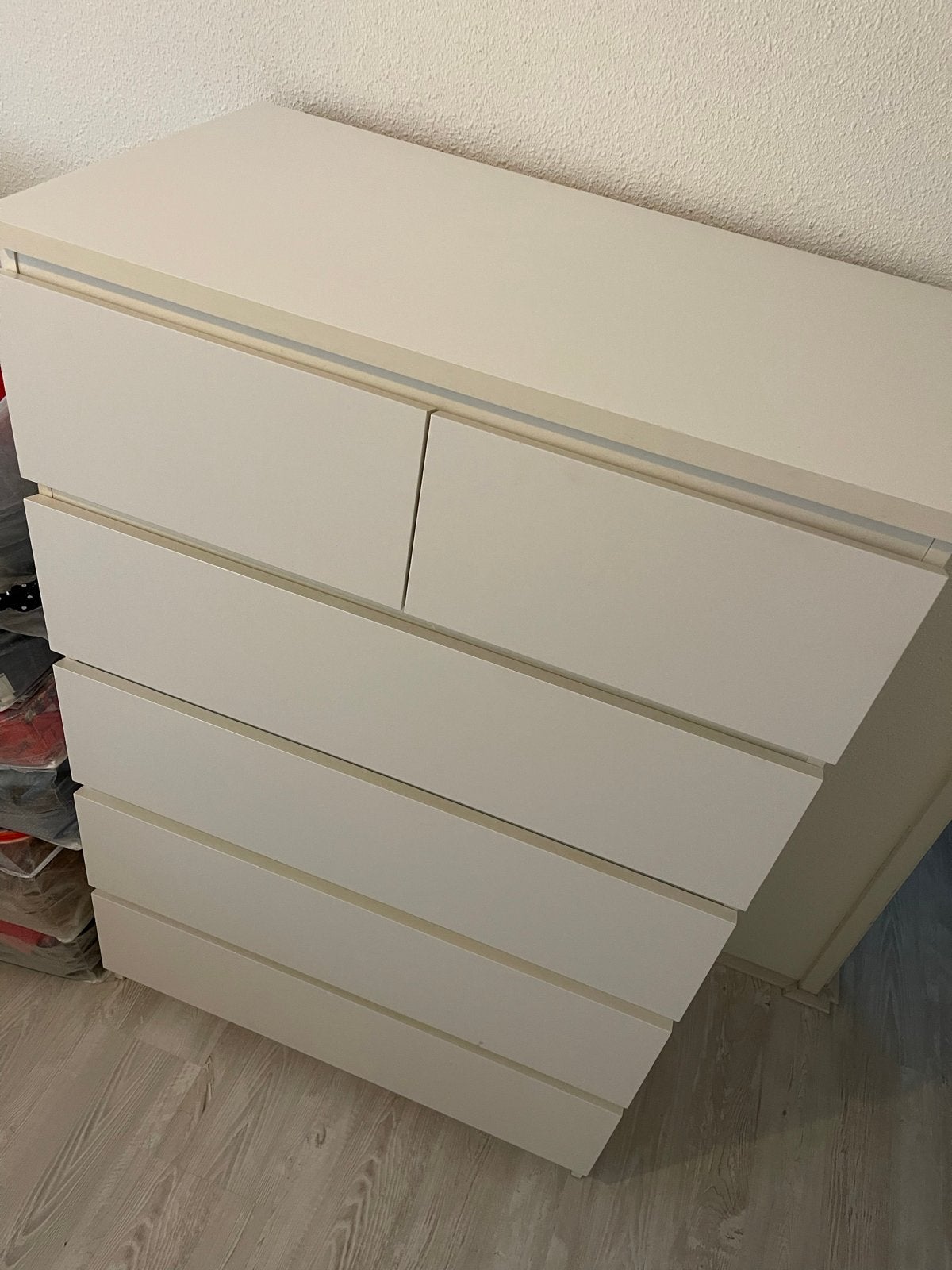 Witte ladekast Ikea met 6 laden, Ophalen, 5 laden of meer, 100 tot 150 cm, 50 tot 100 cm