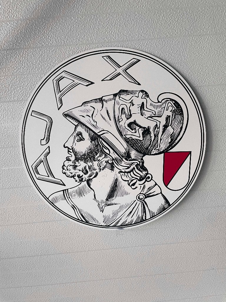 Reclamebord Ajax logo oud nieuw Arena, aluminium, 40x40cm, Ophalen of Verzenden, Nieuw, Reclamebord