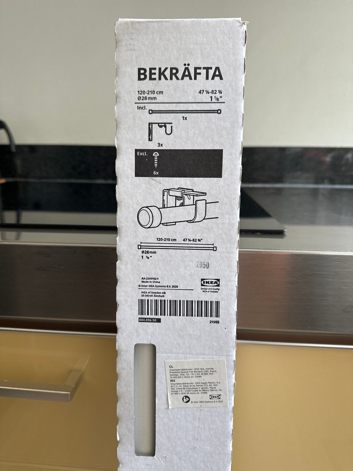 IKEA BEKRÄFTA Gordijnroede 120-210 cm, Nieuw in doos, Inclusief montageonderdelen, Nieuw, Ophalen of Verzenden, Gordijn