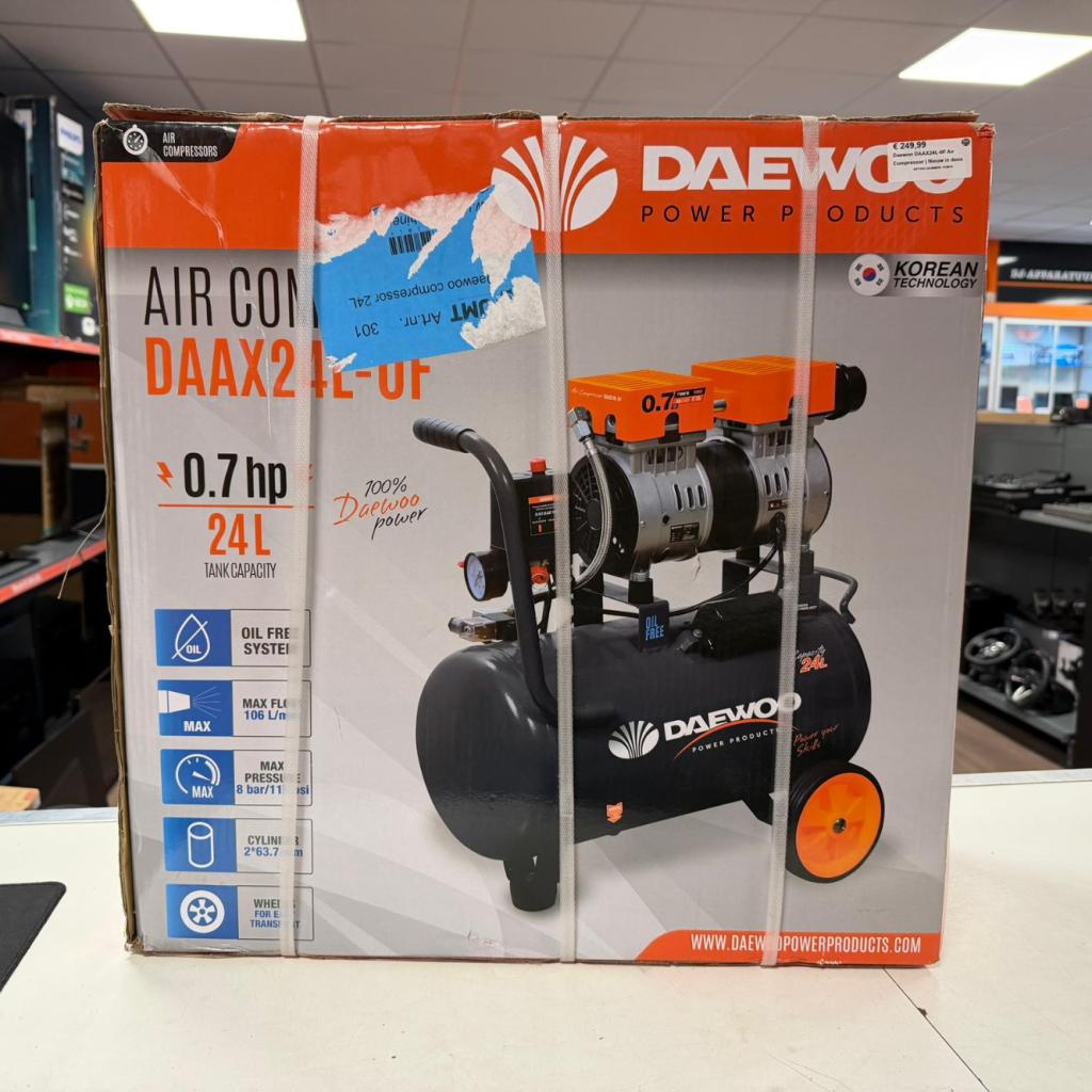 Daewoo DAAX24L-0F Air Compressor | Nieuw in doos, Doe-het-zelf en Verbouw, Compressors, Flex Ltd., Zo goed als nieuw, https://flex.com/contact-us
