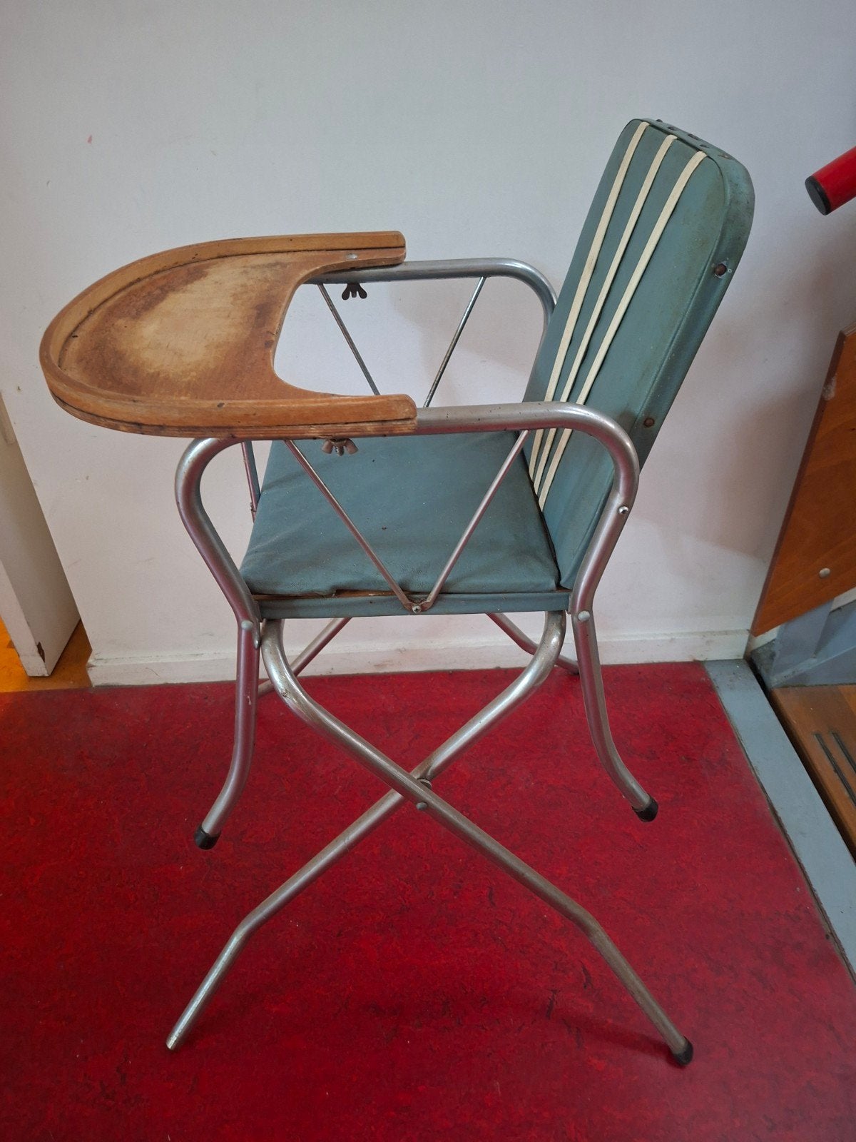 Vintage 2-in-1 chroom kinderstoel jaren 50/60, Ophalen