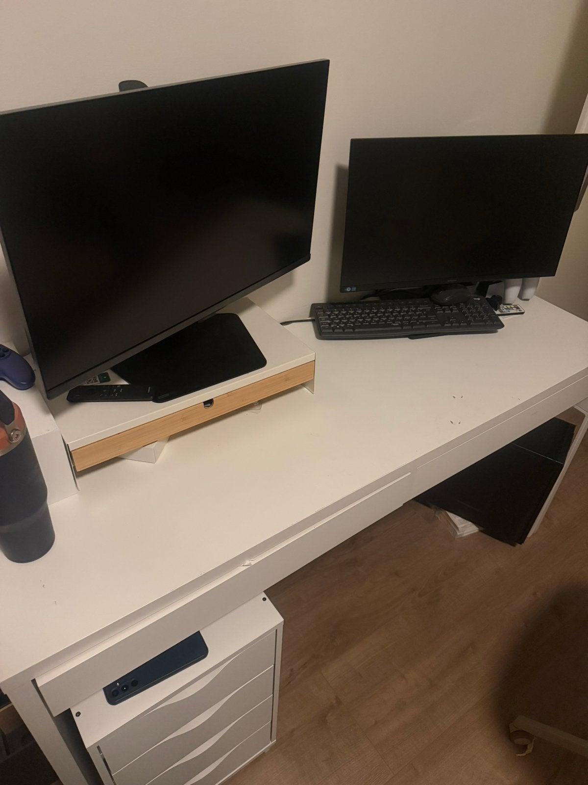 IKEA MICKE Bureau Wit 142x50 cm | Goede Staat, Gebruikt, 50 cm, IKEA, Duo-bureau