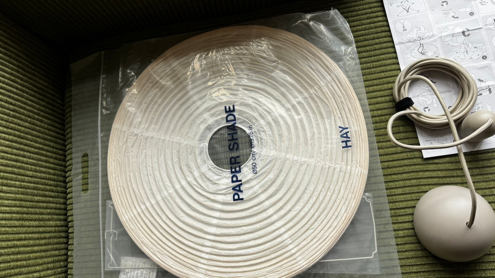 Hay rice paper hanglamp met aansluiting | ongeopend, Ophalen, Natuurlijk materiaal, Nieuw, E27 (groot)