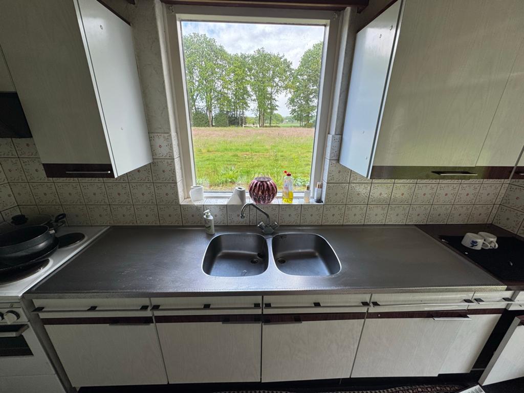 Rvs jaren 60 keukenblad, Huis en Inrichting, Keuken | Complete keukens, Ophalen, Gebruikt, Wit, Enkelwandige keuken