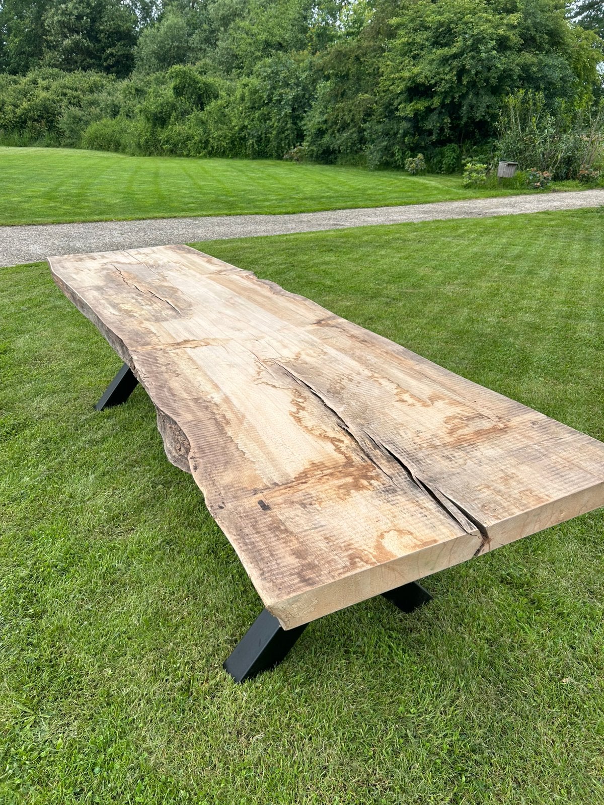 Eiken boomstam tafel, Ophalen, 200 cm of meer, 50 tot 100 cm, Zo goed als nieuw