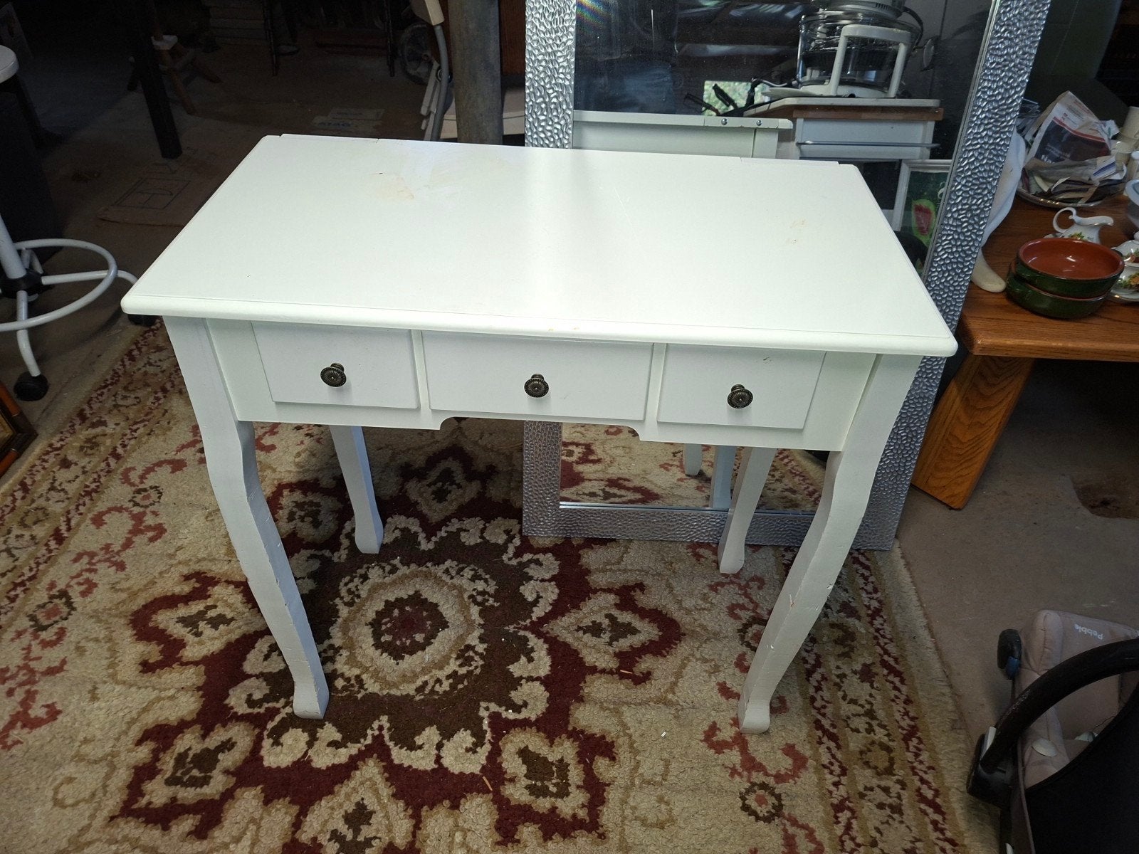 Witte sidetable met 3 lades - 76 cm breed, Ophalen, Gebruikt, 50 tot 100 cm, Klassiek