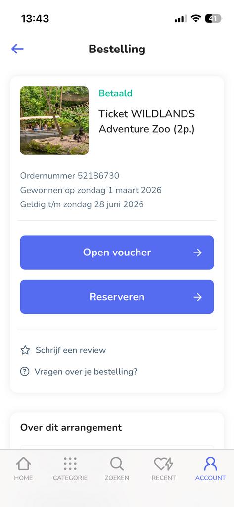 2x digitale tickets Wildlands Emmen, Twee personen, Overige soorten
