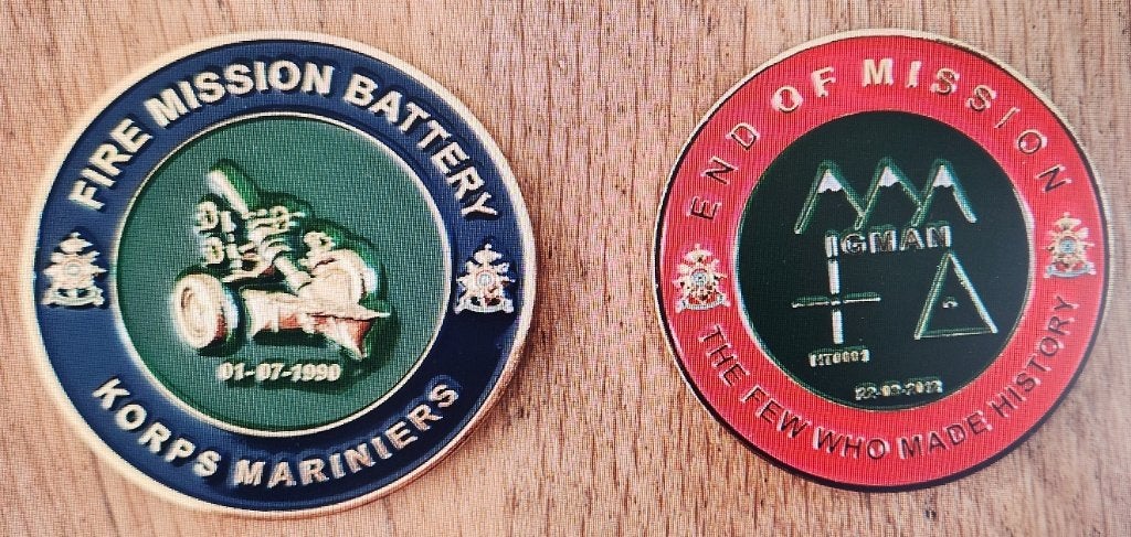 Coin Korps Mariniers Fire Mission, Ophalen of Verzenden, Marine, Nederland, Embleem of Badge
