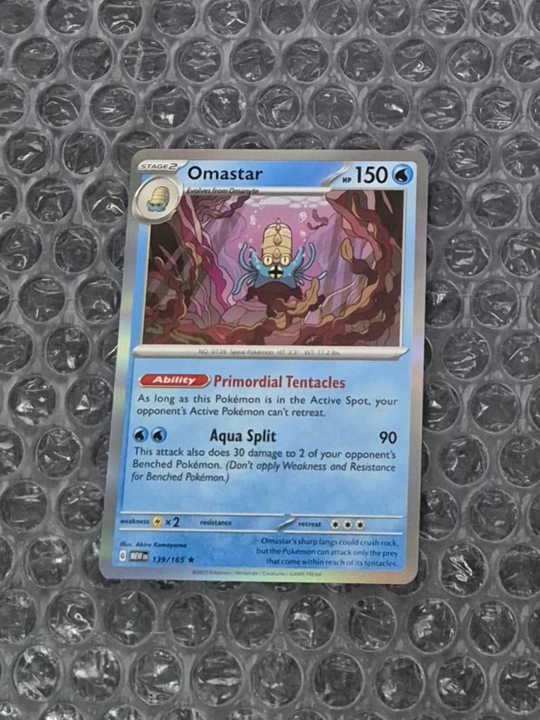Holo Foil Omastar 139/165 Scarlet & Violet 151 MEW, Ophalen of Verzenden, Zo goed als nieuw, Losse kaart, Foil