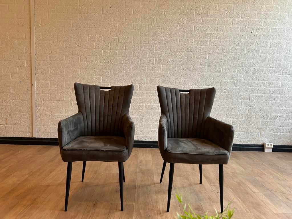 Mx sofa Grijze Eetkamerstoelen, Twee, Luxe, Ophalen of Verzenden, Zo goed als nieuw