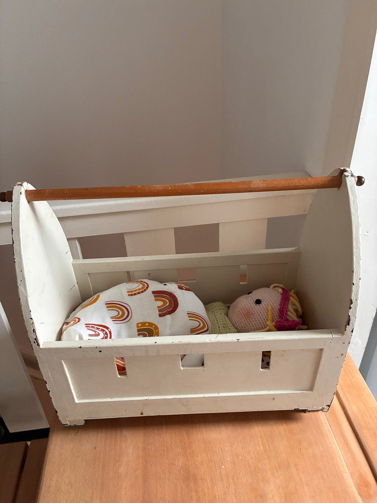 Vintage Poppenbedje - Houten Poppenwiegje, Ophalen, Gebruikt, Overige typen