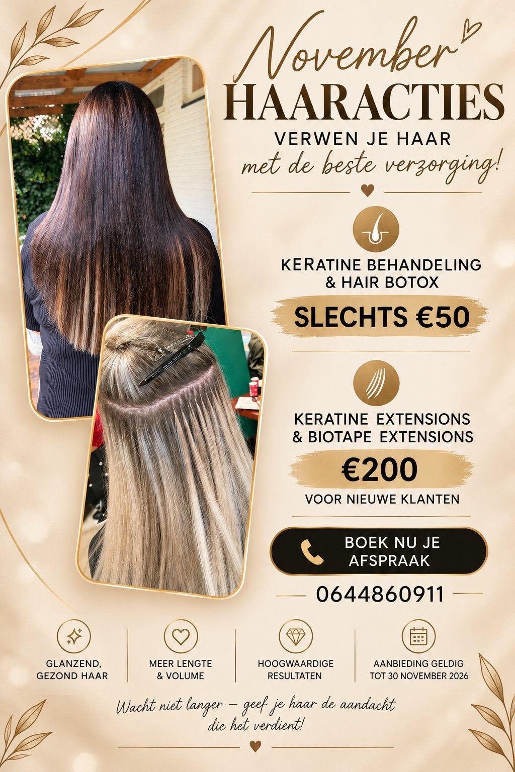 Keratine en Botox Behandeling & Keratine/Biotape Extensions, Hairextensions