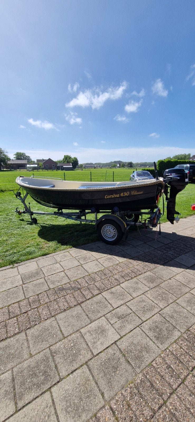 Corsiva 430 Classic met 8 pk motor en trailer vaarklaar, Overige merken, Gebruikt, Viertaktmotor, Ophalen of Verzenden