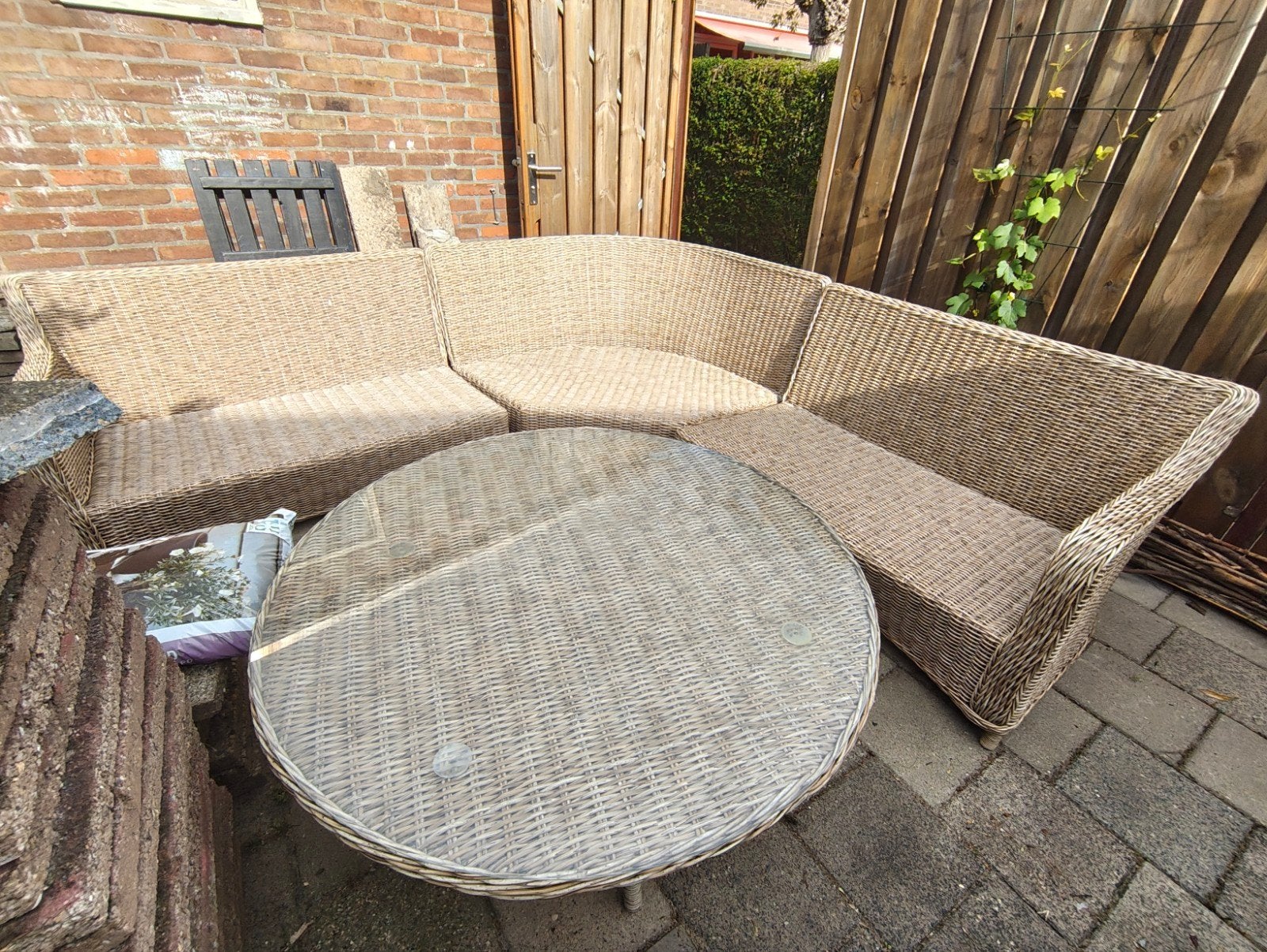Grote Intratuin hoekbank loungeset+2 tafels (zonder kussens), Tuin en Terras, Ophalen, Gebruikt
