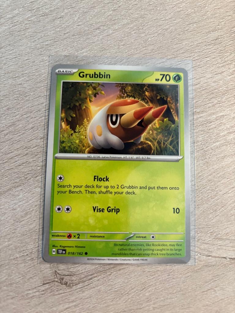 Grubbin 018/162 Temporal Forces - Pokémon Kaart, Ophalen of Verzenden, Nieuw, Losse kaart