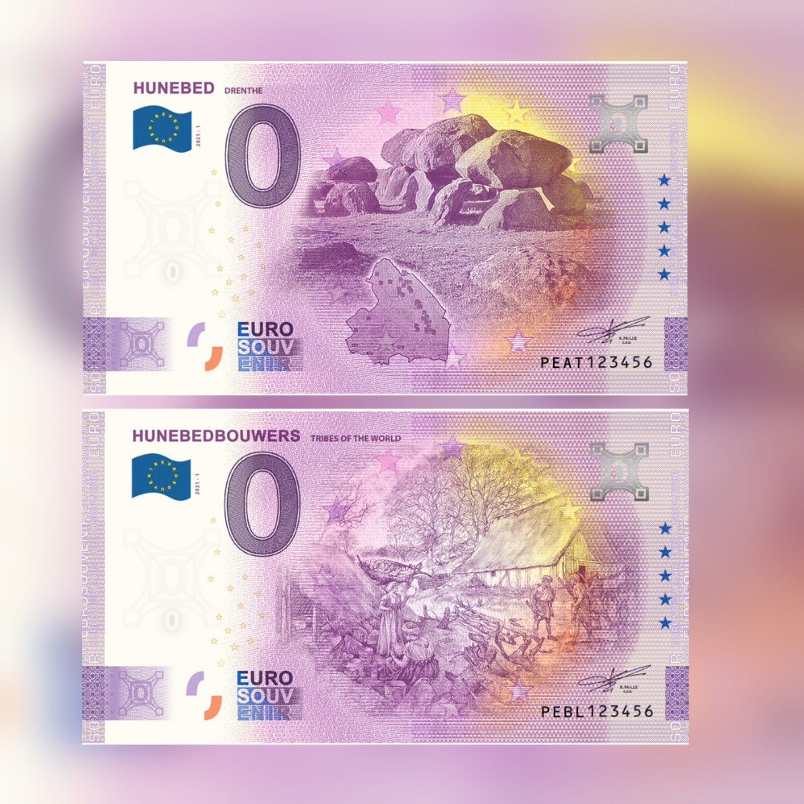 2x 0 Euro biljetten Hunebed 2021, Ophalen of Verzenden, Overige landen, 5 euro