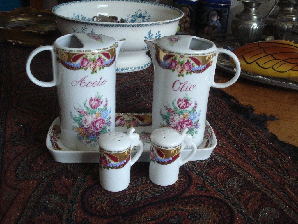 5 delig porseleinen tafelsetje VIZAVI ( limoges), Ophalen of Verzenden