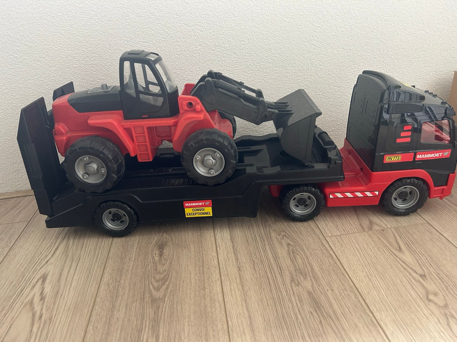 Mammoet Vrachtwagen met Graafmachine Speelgoed, Kinderen en Baby's, Ophalen, Zo goed als nieuw