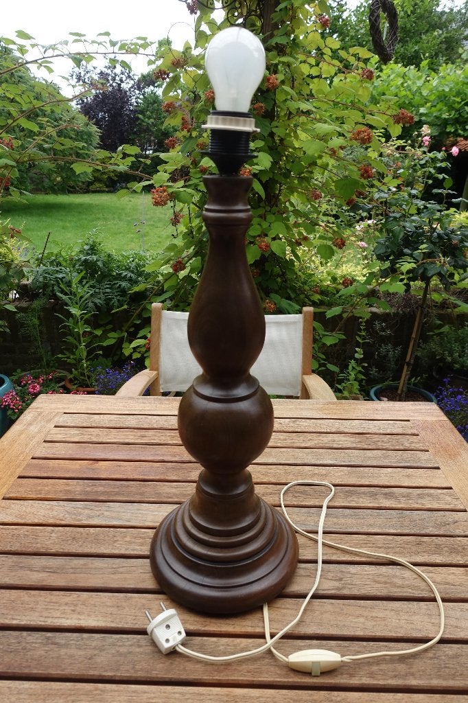 grote houten voet voor tafel lamp, Gebruikt, Vintage, E27 (groot), Ophalen of Verzenden