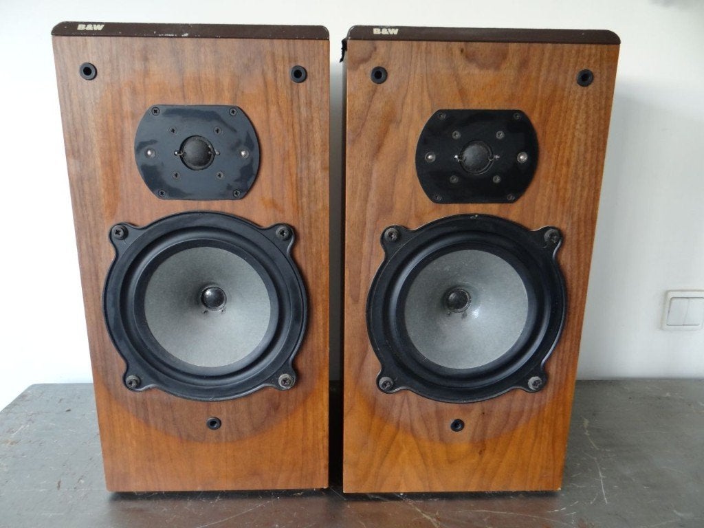 B&W DM22 vintage speakers houtfineer set van 2, Stereo speakers, Gebruikt, Ophalen of Verzenden, Bowers & Wilkins (B&W)