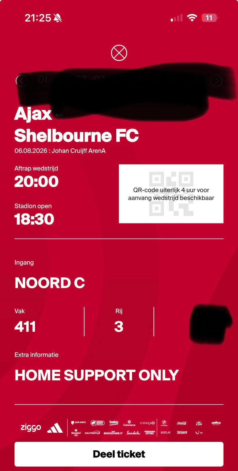 Ajax - Shelbourne | 2 kaarten, Tickets en Kaartjes, Losse kaart, Twee personen, Augustus, Europa of Champions League