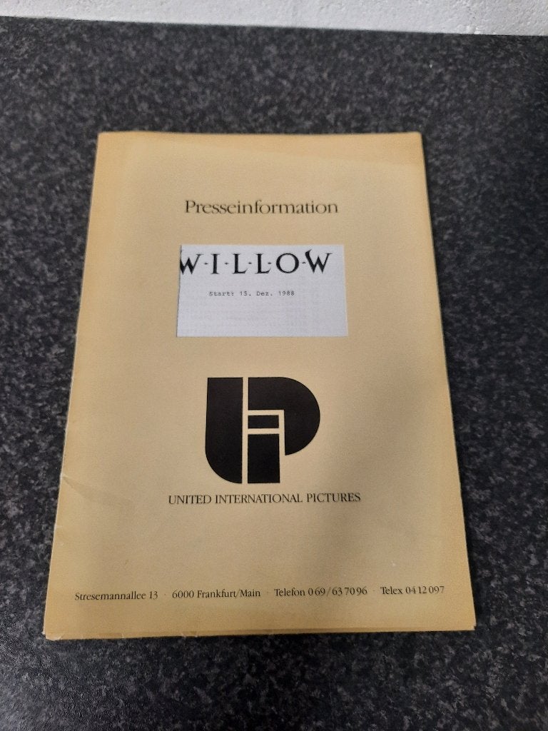 Willow film Duitse press kitt United International Lucasfilm, Ophalen of Verzenden, Zo goed als nieuw