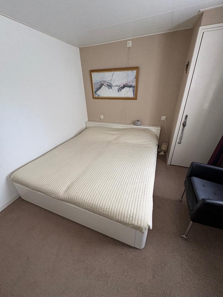 Electrisch verstelbaar bed, Ophalen, Strak, Wit, Tweepersoons