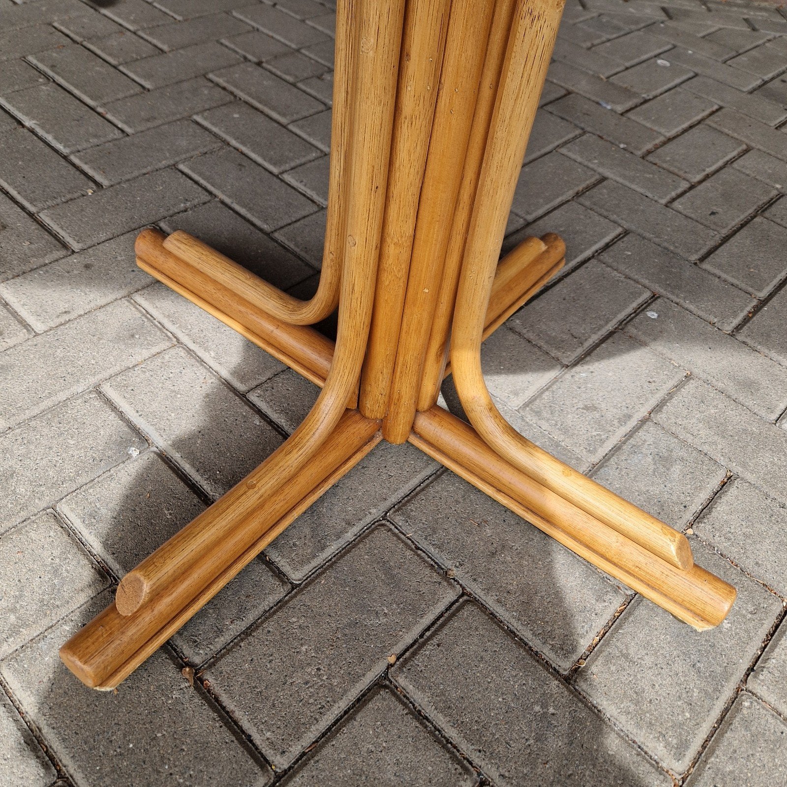 Foto 5 van vintage ronde tafel eettafel bamboe eiken