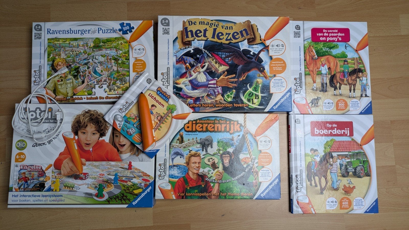 Tiptoi Ravensburger pakket: 4 spellen, 3 boeken + pen, Een of twee spelers, Ophalen of Verzenden, Gebruikt, Ravensburger