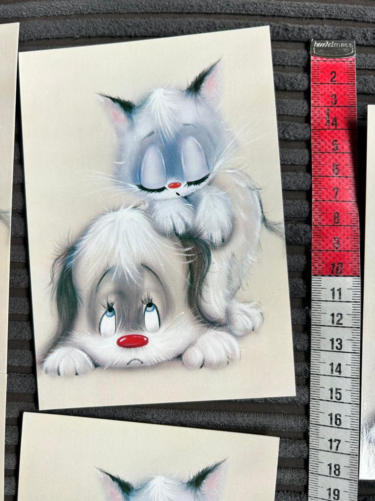 16. Vintage kinderkaart Poes hond, Ophalen of Verzenden, Ongelopen, Kinderen