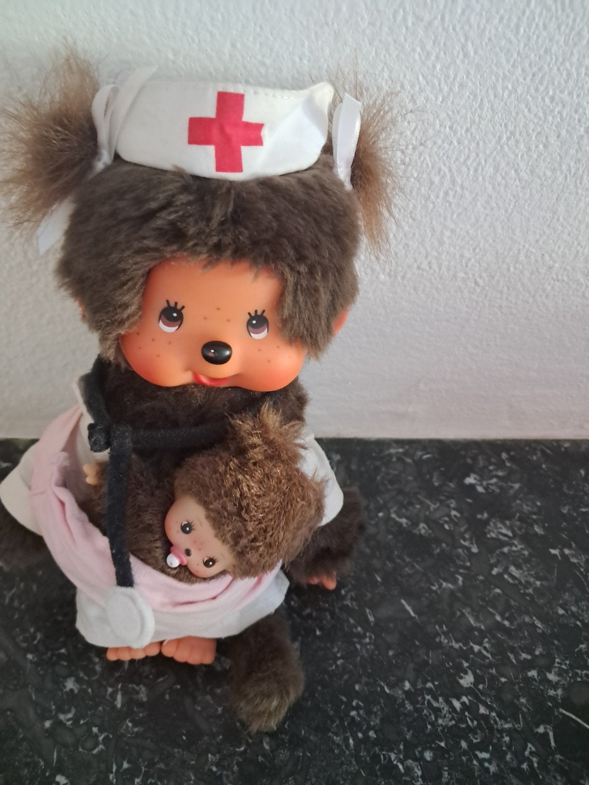 Vintage Monchhichi verpleegster met baby - Zeldzaam, Gebruikt, Overige merken, Overige karakters, Overige typen