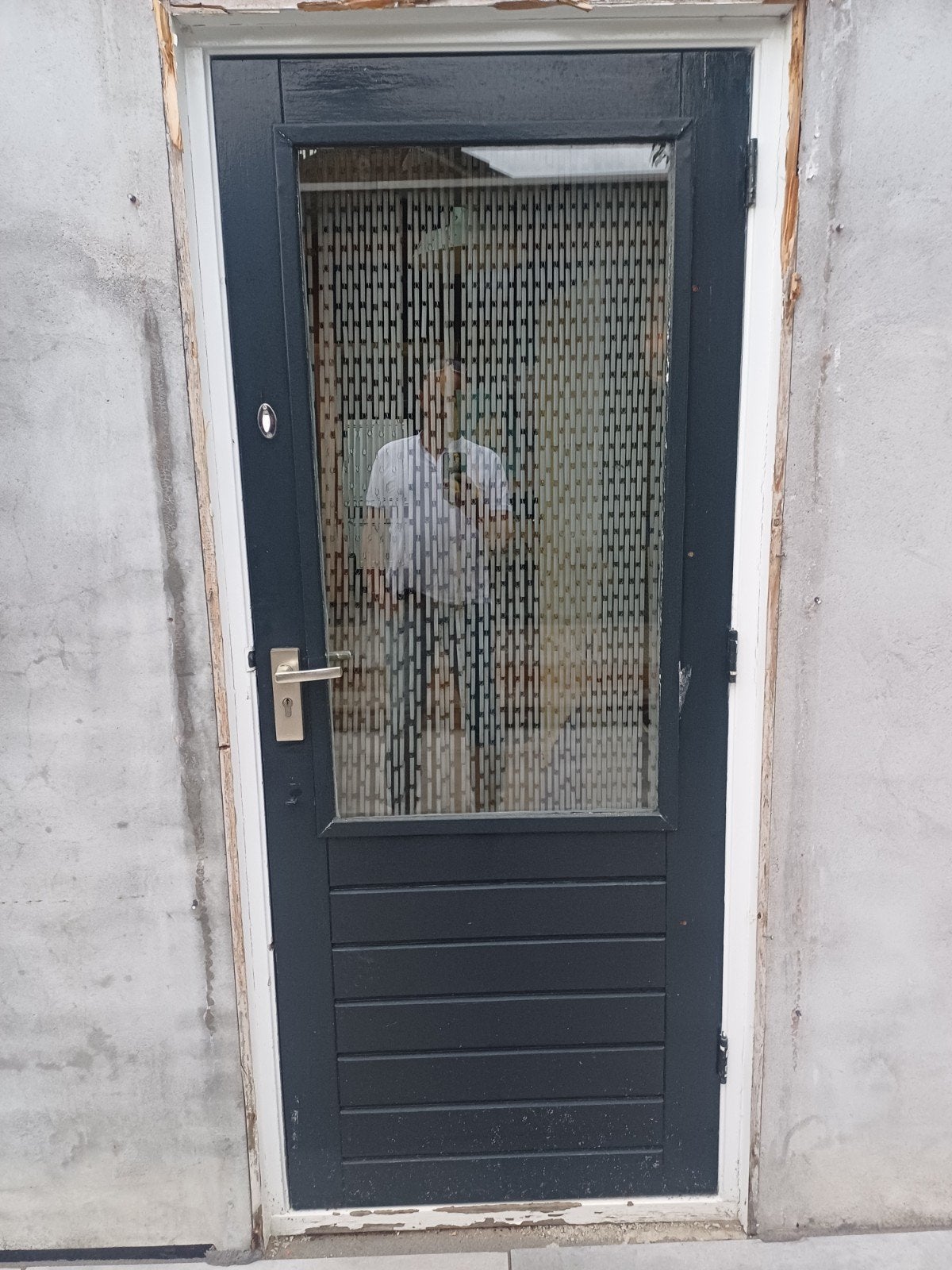 Houten achterdeur met glas en diverse kozijnen, Gebruikt, 80 tot 100 cm, Ophalen of Verzenden, Buitendeur