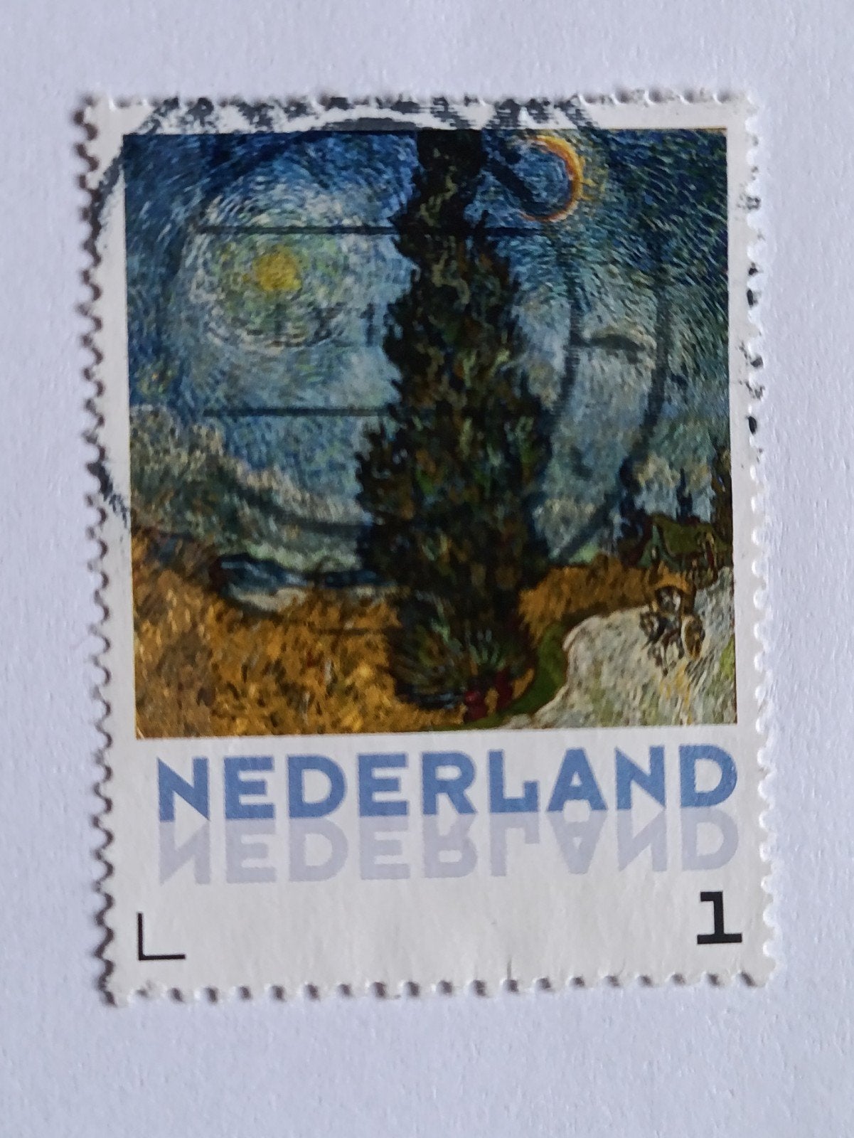 Persoonlijke postzegel - De Sterrennacht van Van Gogh, Postzegels en Munten, Ophalen of Verzenden, Na 1940, Gestempeld