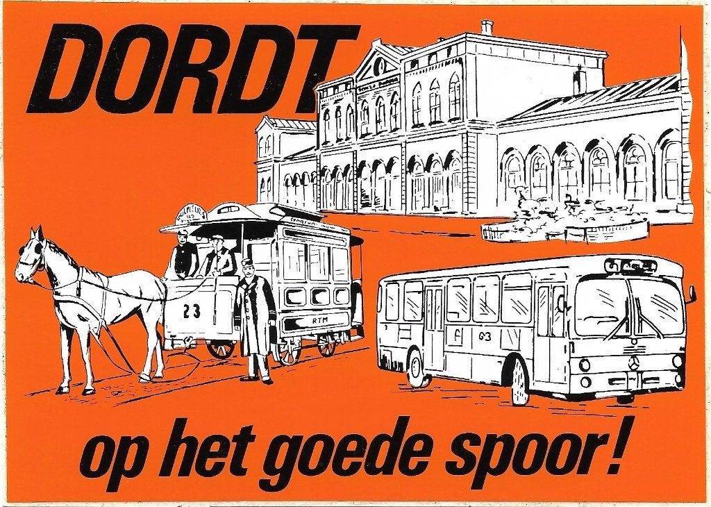 Sticker	Dordrecht	Dordt op het goede spoor!, Verzenden, Zo goed als nieuw, Overige typen