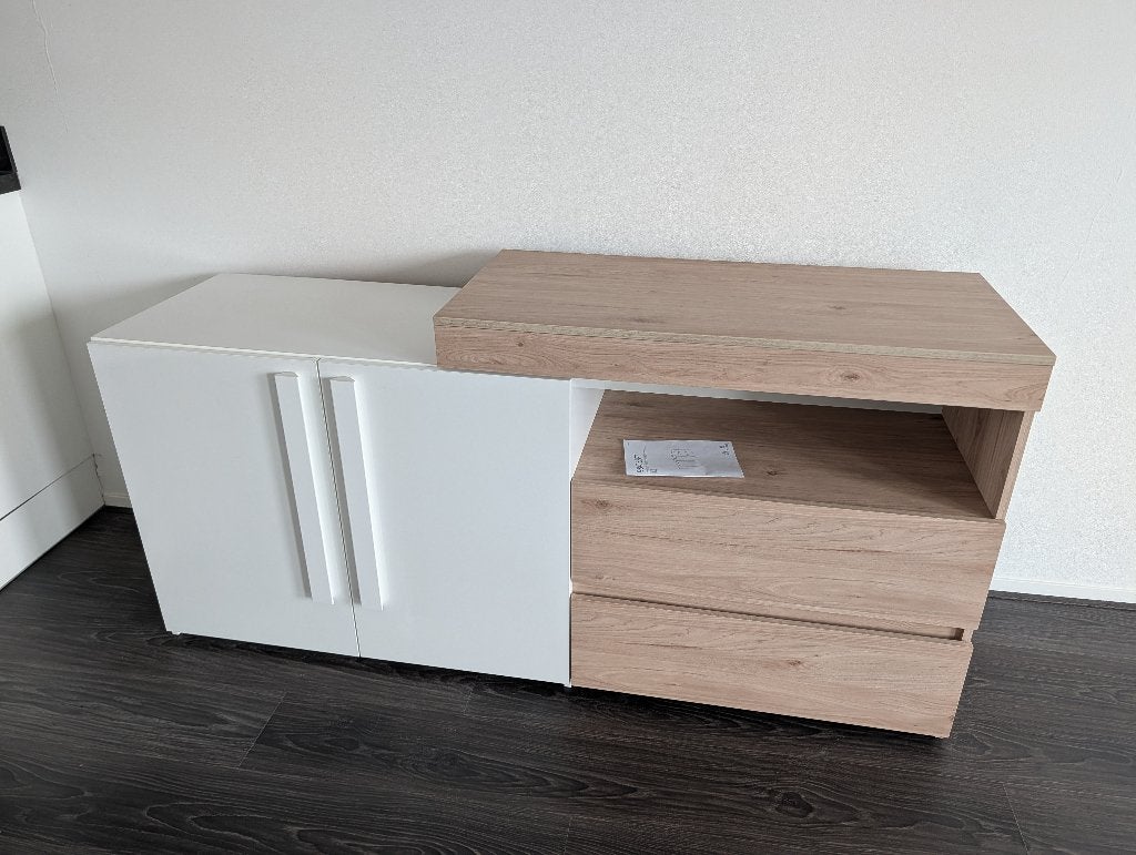 Dressoir 2 deuren 2 lades jackson eik/hoogglans wit, Huis en Inrichting, Kasten | Dressoirs, Ophalen, Met deur(en), 150 tot 200 cm