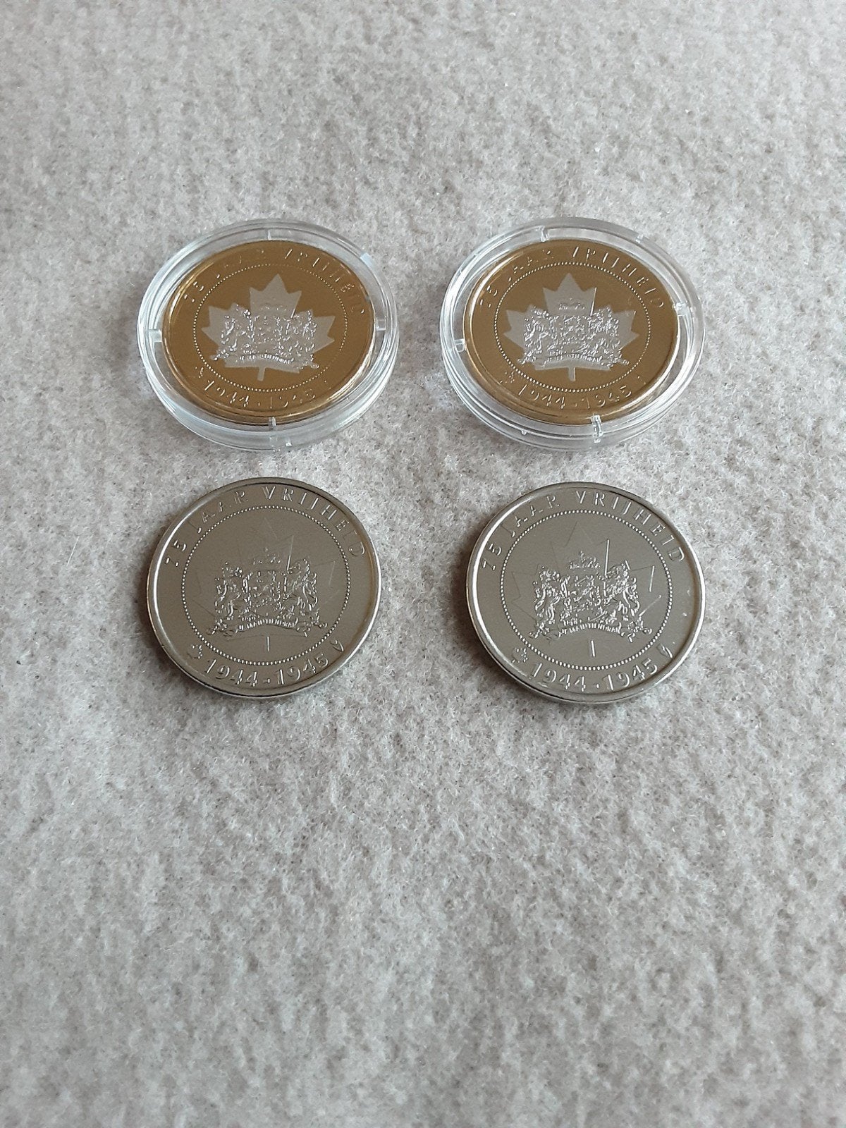 75 Jaar Vrijheid Munten. 1944 / 1945., Ophalen of Verzenden, Overige landen, Overige waardes