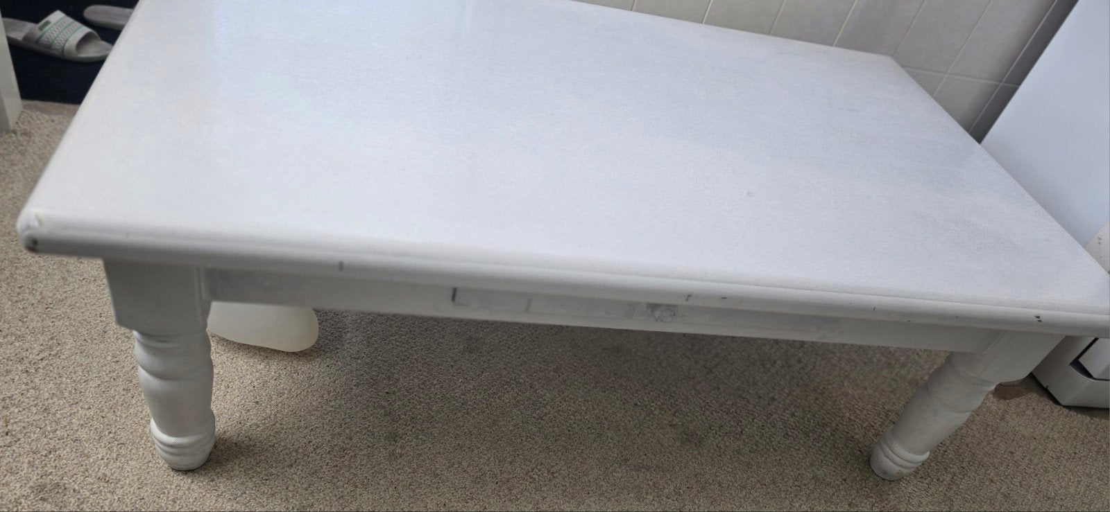 Witte salontafel met gedraaide poten, Gebruikt, 100 tot 150 cm, Klassiek, Overige houtsoorten