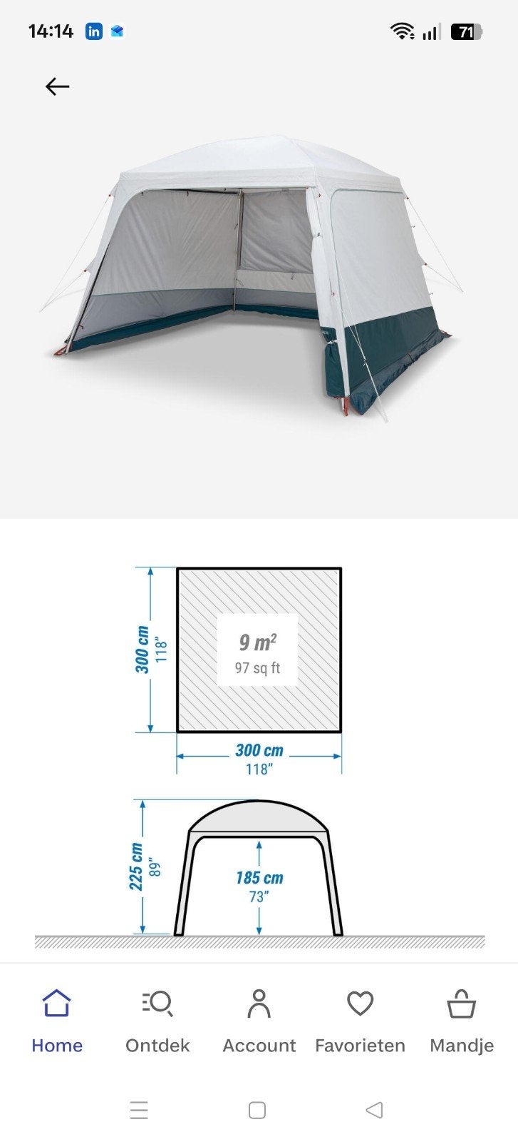 Quechua Arpenaz Fresh Camping Shelter / Tent, Ophalen of Verzenden, Zo goed als nieuw