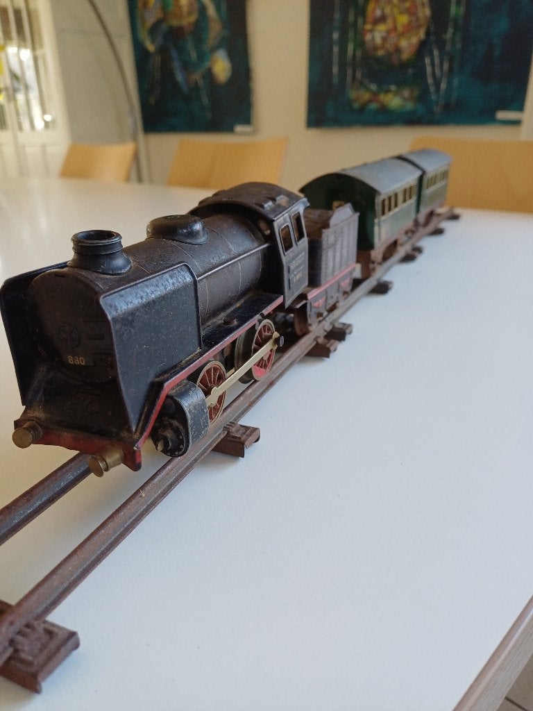 Antiek blikken märklin R880 stoomtrein leuk voor decoratie, Ophalen of Verzenden