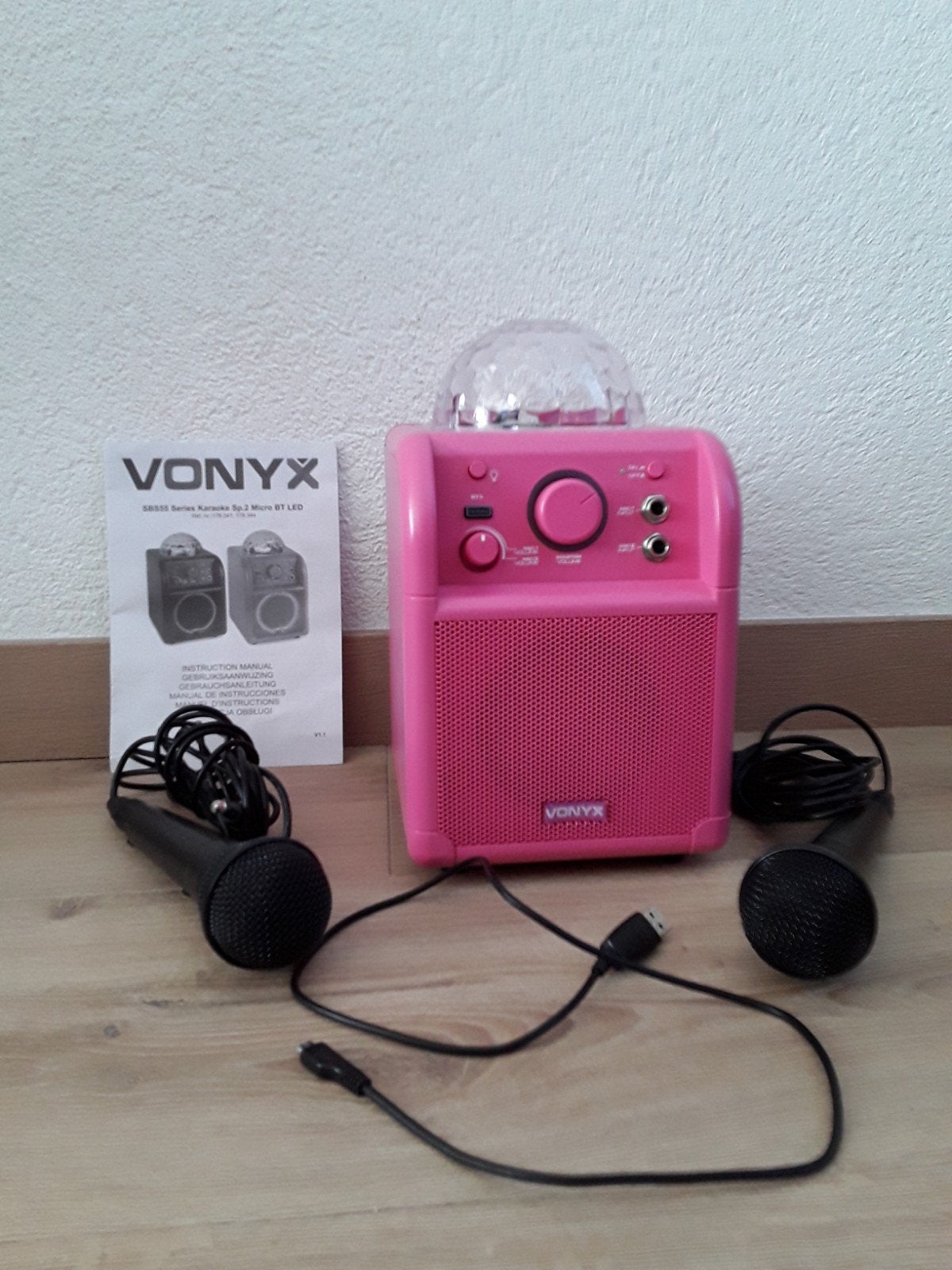 Vonyx SBS55P Karaoke Speaker met LED Disco Lichteffecten, Ophalen of Verzenden, Zo goed als nieuw, Complete set